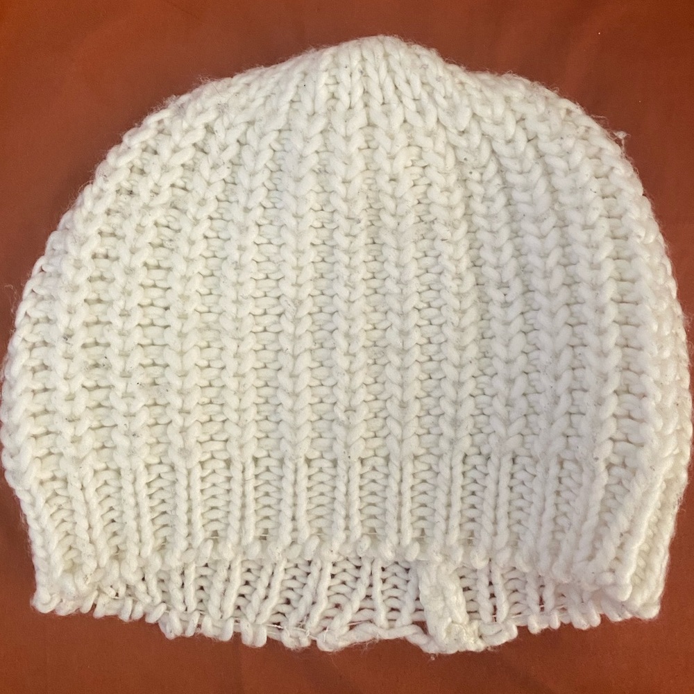 White Cotton Weave Beanie